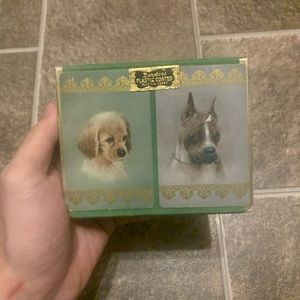 Box Mid Century Duratone Coated Playing Cards Double Set Dogs MCM One Unopened